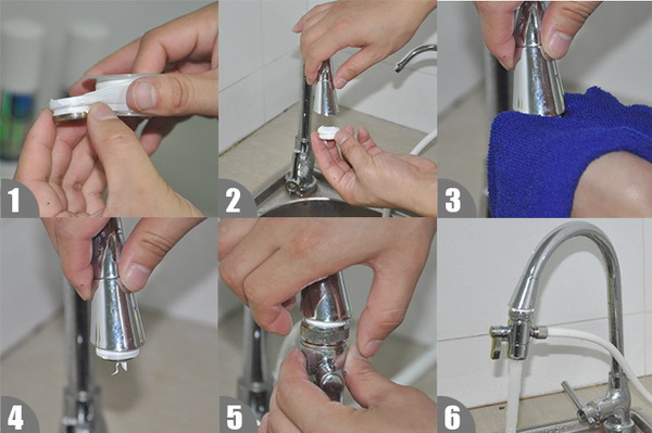 安之星AZX-08UF-C2台式净水器内牙接口安装示意图